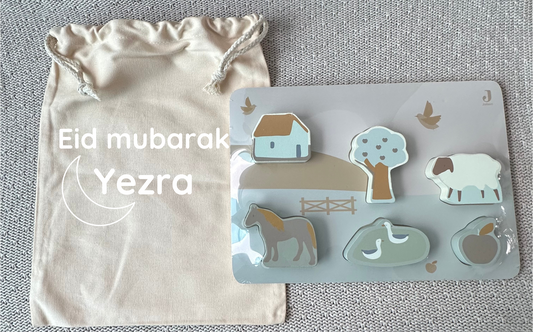 Cadeautas schaap met puzzel